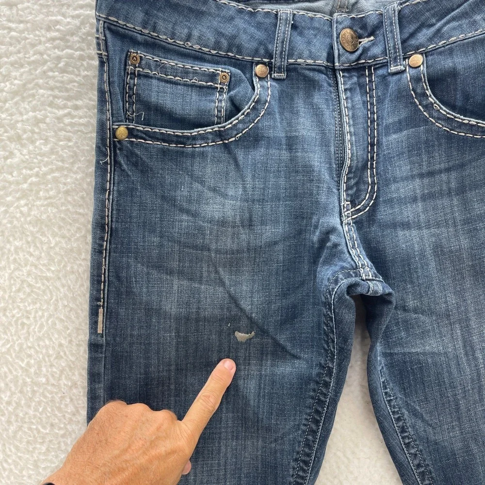 Wrangler Rock 47 Jeans Mens 33x36 Blue Denim Slim Straight Cowboy Rodeo Ranch